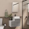 Conjunto Gabinete Banheiro Nivus 60cm (armário + Cuba + Espelheira) Branco / Cinza - 1