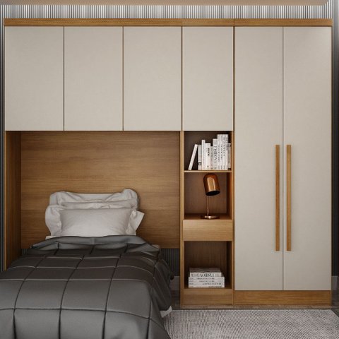 Guarda Roupa Modulado Solteiro 6 Portas e 3 Gavetas Safira 018 Una Mobília