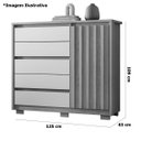 Ver imagem 3 de Cômoda Ripada Sapateira 5 Gavetas 1 Porta Duello Freijó/titanium