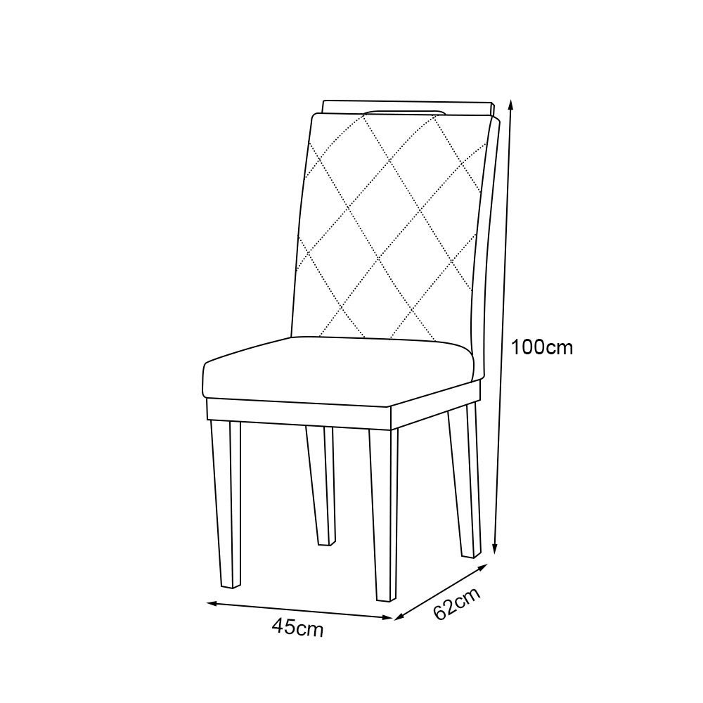 Kit 4 Cadeiras de Jantar Desmontável em Madeira Maciça Diana 45cm X 100cm Suede Cinza - 5