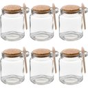 Ver imagem 1 de Kit 6 Pote Vidro Borossilicato 240ml Colher de Madeira Rolha