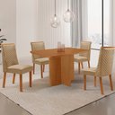 Ver imagem 1 de Mesa de Jantar Olimpia 120cm Tampo MDF Laminado Canto Copo com 4 Cadeiras Yasmin