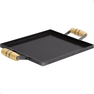 Chapa para Churrasqueira e Fogão com Alça Madeira Portátil:preto/aço Carbono
