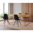 Ver imagem 1 de Mesa Jantar Industrial Retangular Canela 137X90Cm Base Cobre Com 4 Cadeiras Pretas Cor: Canela