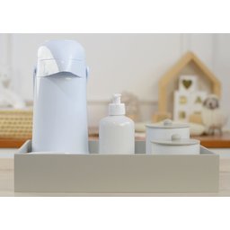 Kit Higiene Porcelana Bebê Maternidade + Bandeja + Térmica 500ml K064 Cinza - 3