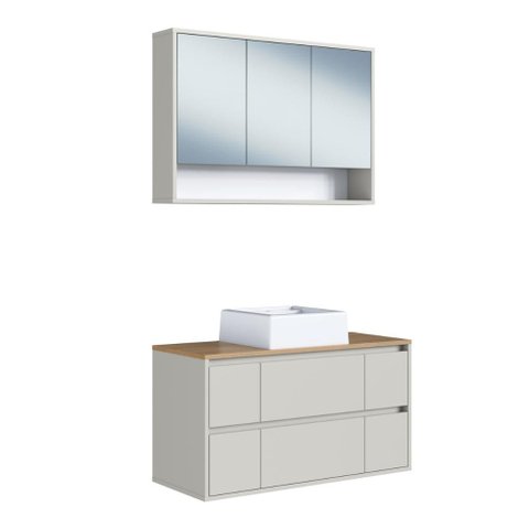 Gabinete Suspenso com Espelheira e Cuba Berlin 90cm Arenas Art In Móveis - CJ101AR