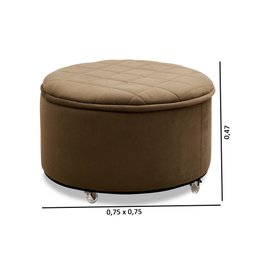 Puff Baú Sapateira Zeus 70x70 com Rodízio Sued Marrom Castor Star Confort - 4