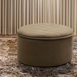 Puff Baú Sapateira Zeus 70x70 com Rodízio Sued Marrom Castor Star Confort - 2