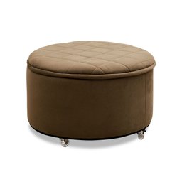 Puff Baú Sapateira Zeus 70x70 com Rodízio Sued Marrom Castor Star Confort - 1