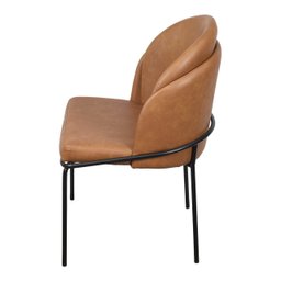 Cadeira Nali Estofada em Pu Caramelo com Base Preta - 3