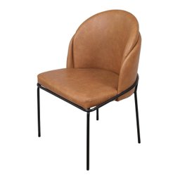 Cadeira Nali Estofada em Pu Caramelo com Base Preta - 1