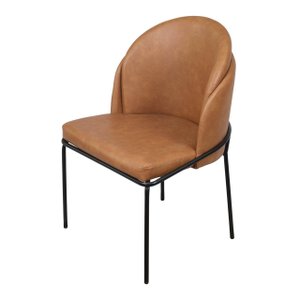 Cadeira Nali Estofada em Pu Caramelo com Base Preta