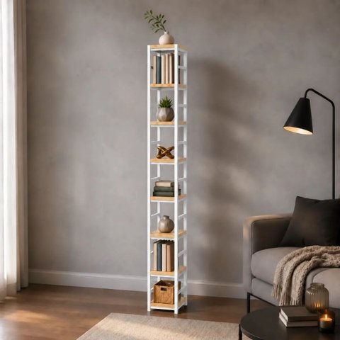 Estante Multiuso Organizador Livreiro Estilo Industrial 180x40 Branco Natural