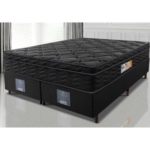 Cama Box King Colchão Ortofirm Black + Box 193x203x67 One Face Espuma D33 Preto