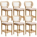 Ver imagem 1 de Kit 6 Banquetas Baixa Bar Cozinha Sala de Jantar Betta L02 Mel Tela Suede Bege - Lyam Decor