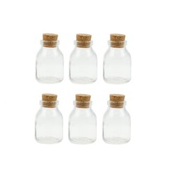 Jogo Mini Garrafa Pote Vidro com Rolha Cortiça Lembrancinha 50ml 6 Unidades - Mundial - 1