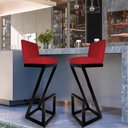 Ver imagem 6 de kit 06 banqueta Alta Z Base De Ferro Suede Vermelho - D'Classe Decor