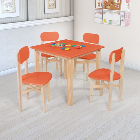 Kit Colore Mesa com 4 Cadeiras Infantil:laranja