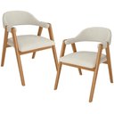 Ver imagem 1 de Kit 02 Cadeiras de Jantar e Estar Living Estofada Nadja L02 Linho Champagne - Lyam Decor