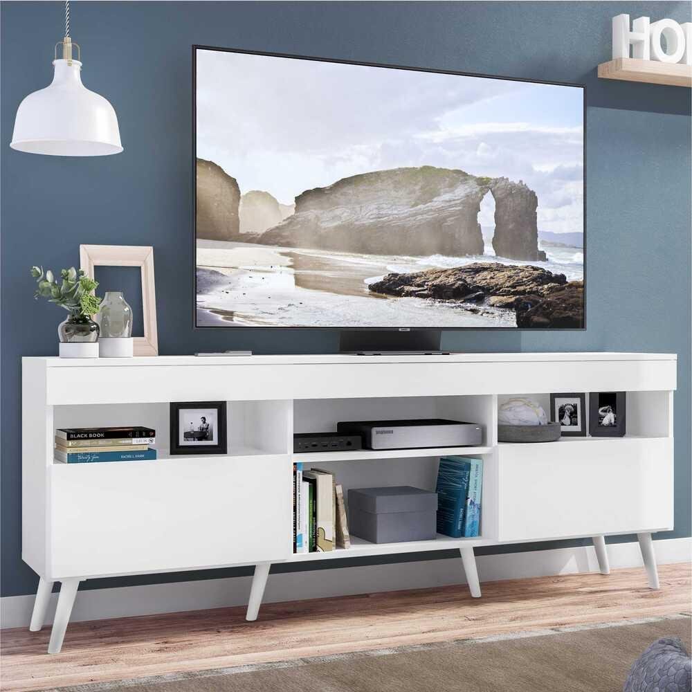 Rack TV 65" Retrô 2 Portas Paris Multimóveis V3327 Branco - 1