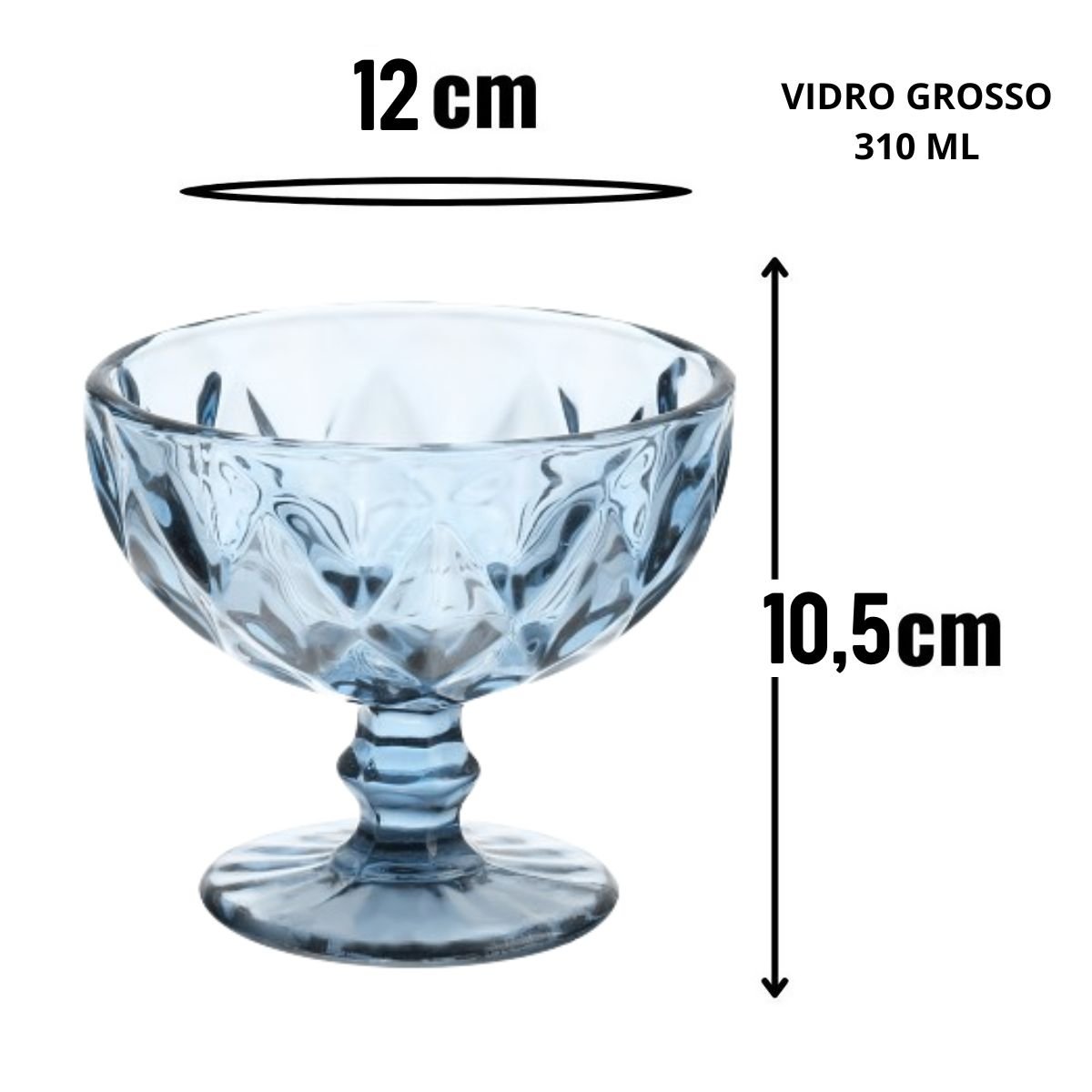 Taça de Sobremesa Vidro Diamante Conjunto Grande Jogo 6 Unid:verde - 2