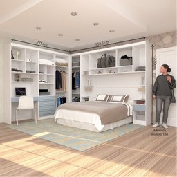 Quarto de Canto Casal com Guarda Roupas Cabeceira e Bancada Home Office Alpes Luciane Móveis - 3