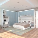 Ver imagem 1 de Quarto de Canto Casal com Guarda Roupas Cabeceira e Bancada Home Office Alpes Luciane Móveis