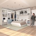 Ver imagem 3 de Quarto de Canto Casal com Guarda Roupas Cabeceira e Bancada Home Office Alpes Luciane Móveis