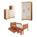 Ver imagem 1 de Kit Quarto Luna Plus Nature + Colchão + Cômoda Versátil Savana Off White + Guarda-Roupa Paris Cedro