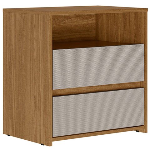Mesa de Cabeceira 2 Gavetas com Nicho Giane Amêndola/Nude