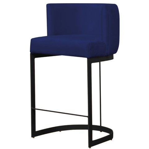 Banqueta Decorativa Emily Base Metal Preto:azul