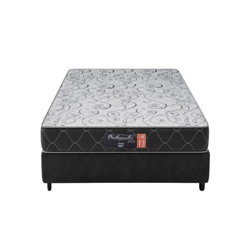 Conjunto Kit Cama Box Suede Casal com Colchão Orthopedic Comfort Prime 138x188