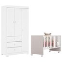 Ver imagem 1 de Berço Nacional Doce Sonho 3540 com Guarda Roupa Duda 3 Portas Branco Brilho