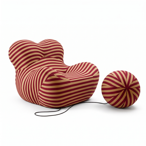 Poltrona Decorativa com Puff Design Orgânico Premium