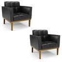 Ver imagem 2 de Kit 2 Poltronas Decorativas Karen Pés Fixo em Madeira Castanho Pu Preto Brilho G19 - Gran Belo