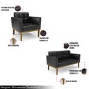 Ver imagem 3 de Kit 2 Poltronas Decorativas Karen Pés Fixo em Madeira Castanho Pu Preto Brilho G19 - Gran Belo