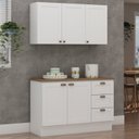 Ver imagem 1 de Armário Aéreo e Balcão 120cm 100% MDF Estilo Americano com Tampo Provençal Branco/Ébano