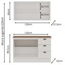 Ver imagem 4 de Armário Aéreo e Balcão 120cm 100% MDF Estilo Americano com Tampo Provençal Branco/Ébano