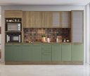 Ver imagem 1 de Armário de Cozinha Modulada Completa Reta 8 Peças 3,20m Botanic Kappesberg - Nogueira/Verde Oliva