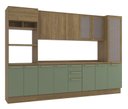 Ver imagem 4 de Armário de Cozinha Modulada Completa Reta 8 Peças 3,20m Botanic Kappesberg - Nogueira/Verde Oliva
