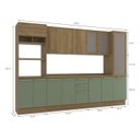 Ver imagem 5 de Armário de Cozinha Modulada Completa Reta 8 Peças 3,20m Botanic Kappesberg - Nogueira/verde Oliva