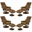 Ver imagem 1 de Kit 4 Poltronas de Massagem com Apoio de Pés e Giratória Detroit Pu Caramelo G56 - Laura Lar