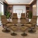 Ver imagem 2 de Kit 4 Poltronas de Massagem com Apoio de Pés e Giratória Detroit Pu Caramelo G56 - Laura Lar