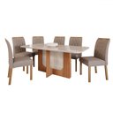 Ver imagem 2 de Mesa de Jantar 6 Lugares Louise Juliana com Vidro Cinamomo/off White/bege - Cimol