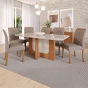 Ver imagem 1 de Mesa de Jantar 6 Lugares Louise Juliana com Vidro Cinamomo/off White/bege - Cimol