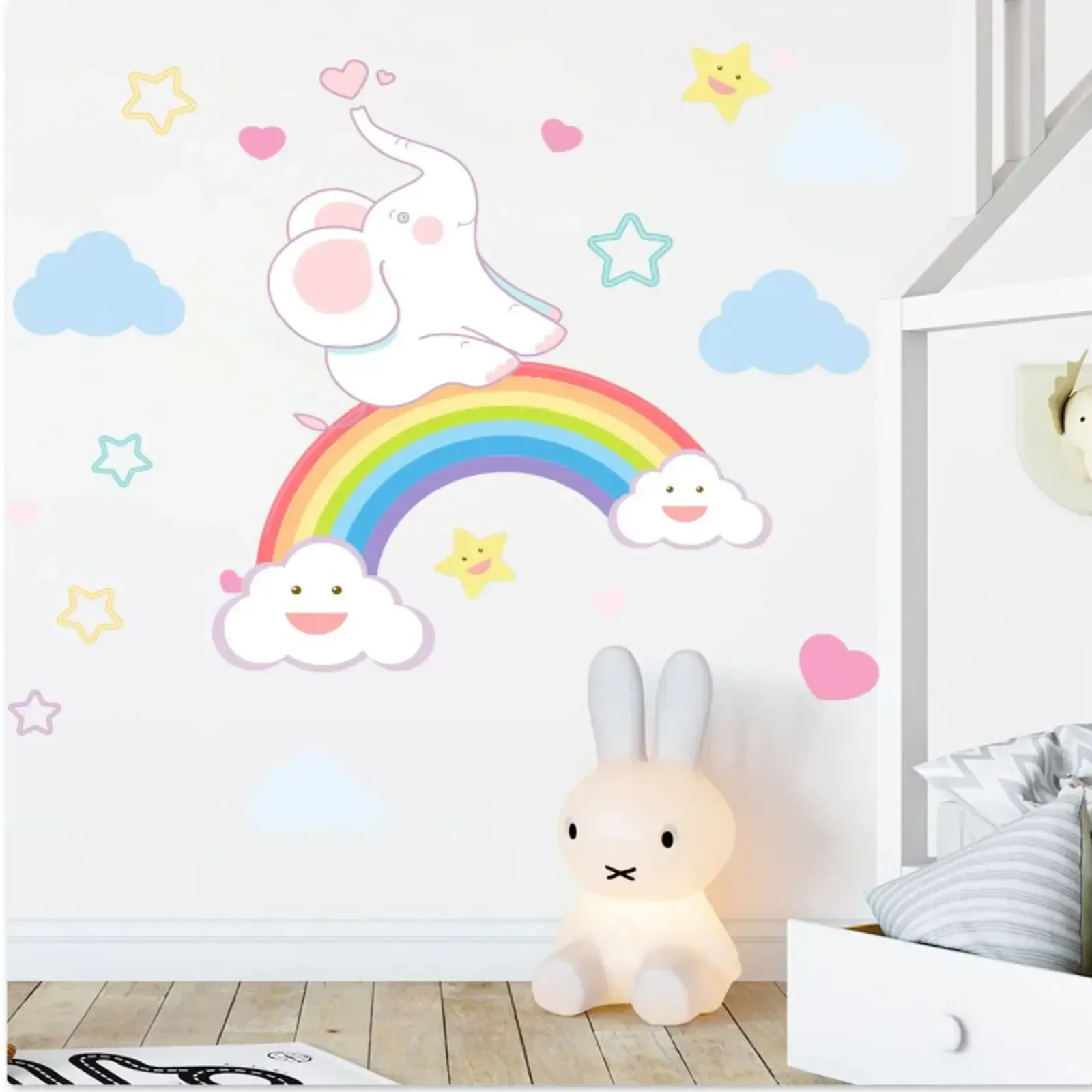 Adesivo Parede Elefante Arco Iris 40x60 Quarto Infantil