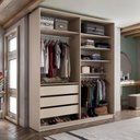 Ver imagem 5 de Closet Solteiro Pisa R02 3 Gavetas 5 Prateleiras MDF 159cm Bege Lyam Decor