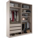 Ver imagem 1 de Closet Solteiro Pisa R02 3 Gavetas 5 Prateleiras MDF 159cm Bege Lyam Decor