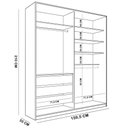Ver imagem 3 de Closet Solteiro Pisa R02 3 Gavetas 5 Prateleiras MDF 159cm Bege Lyam Decor
