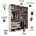 Ver imagem 4 de Closet Solteiro Pisa R02 3 Gavetas 5 Prateleiras MDF 159cm Bege Lyam Decor